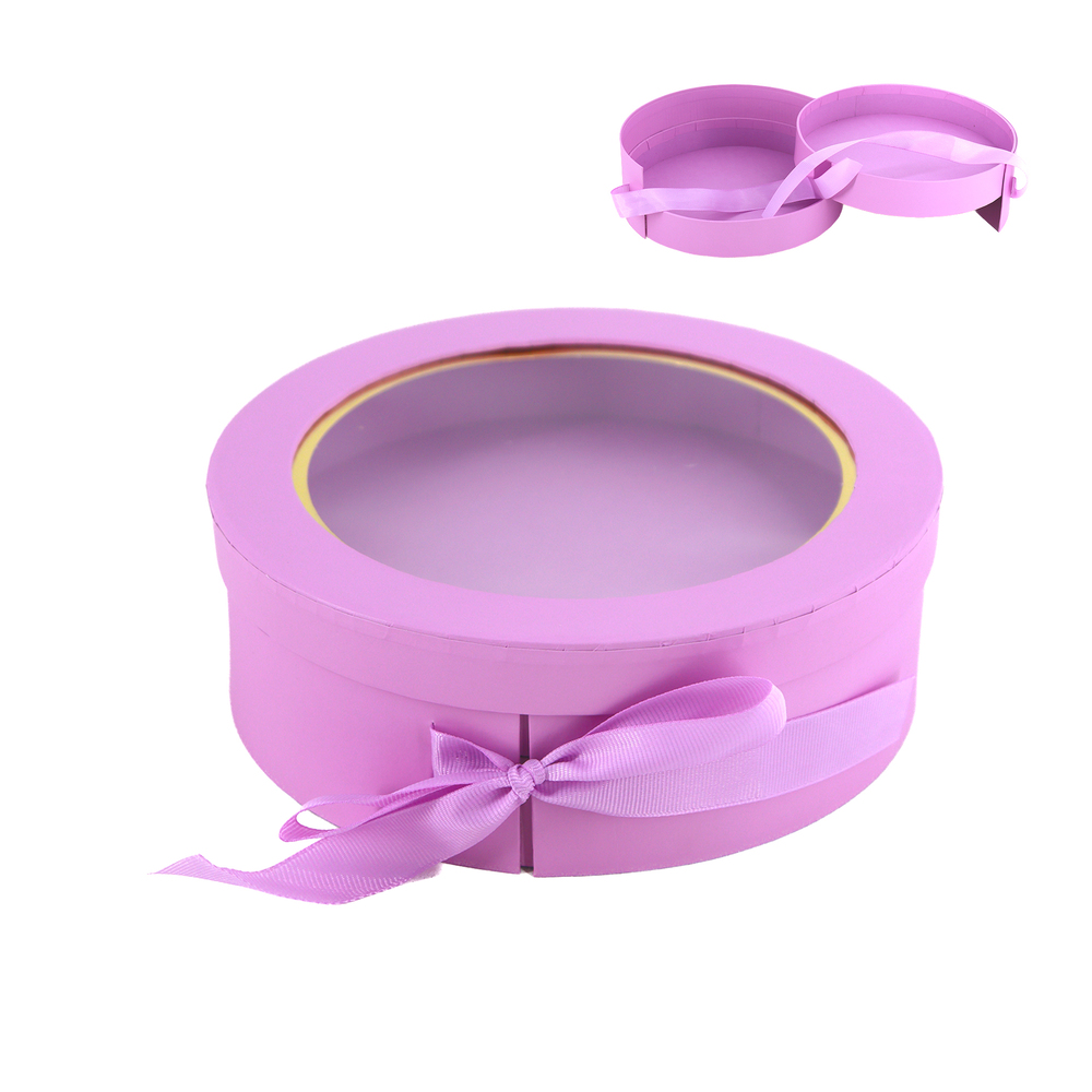 Коробка подарочная, D19xH6,5 см, с окном Фиолетовый