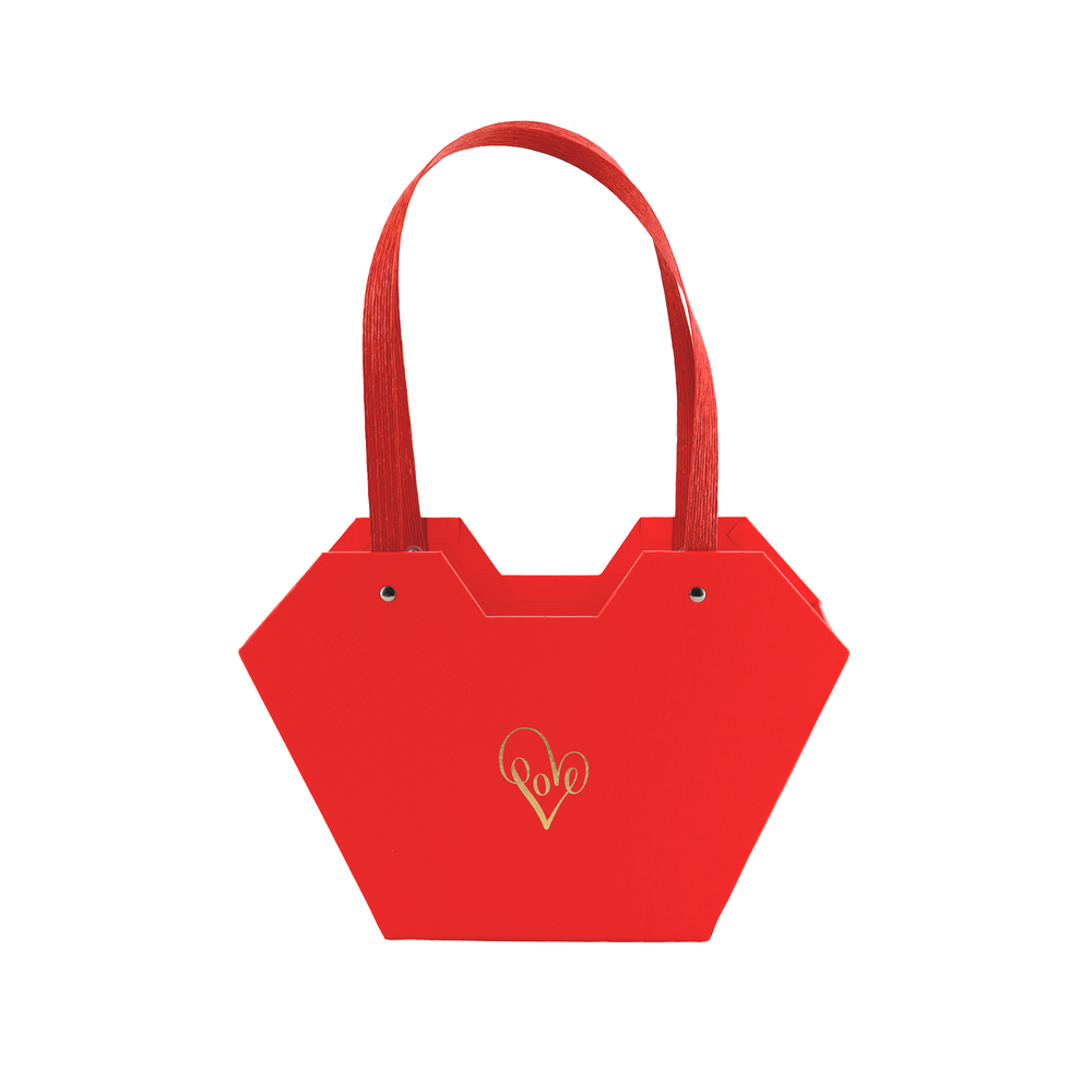 Коробка-кашпо "Сумка", 23x9xH15 см, с ручкой Красный