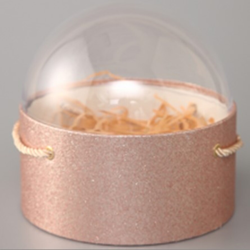 Коробка подарочная, D16,5хH16,5 см, с окном Золотой-розовый