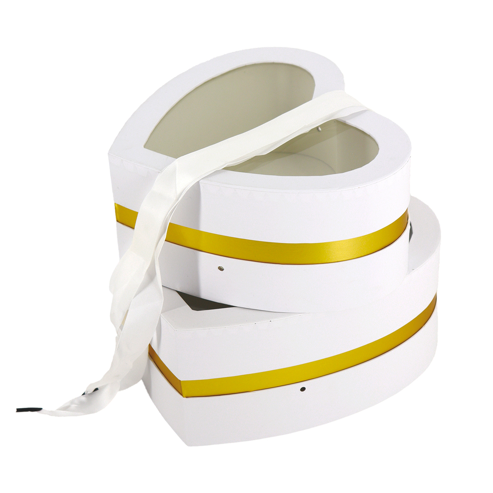 Коробка подарочная "Сердце", 29x26,5xH12 см, 25,5x23xH11 см, набор (2 шт), с окном Белый