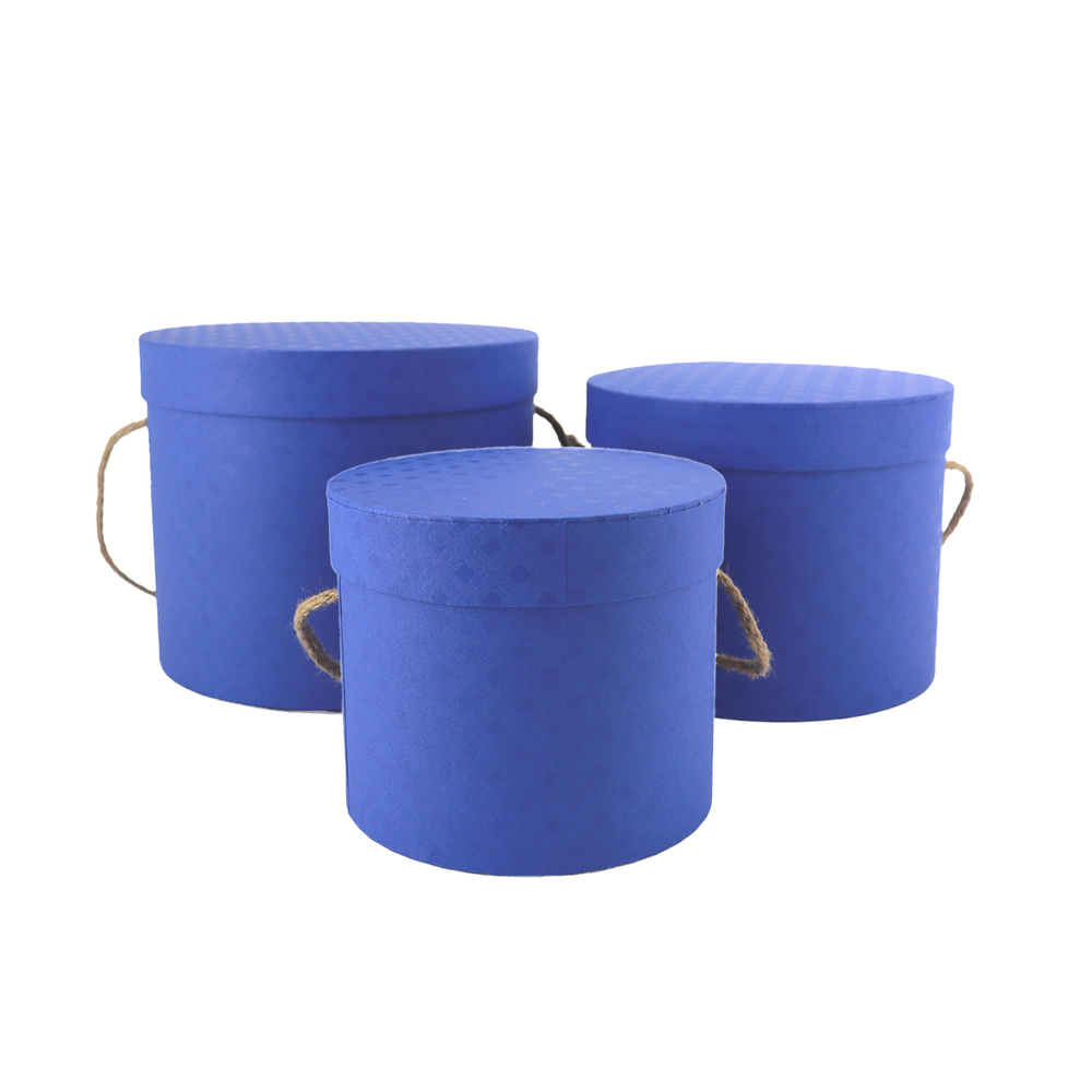 Коробка шляпная, D20xH17 см, D17,5xH15 см, D14xH13 см, набор (3 шт) Синий
