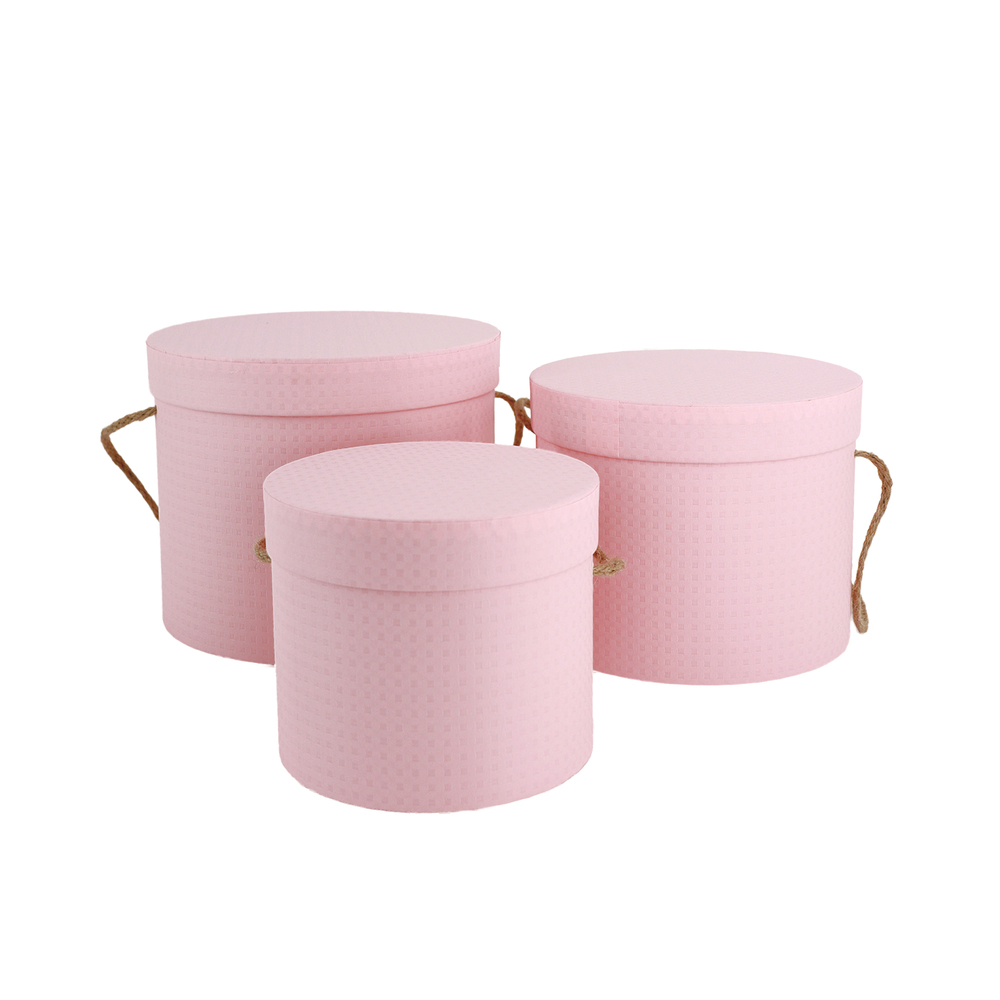 Коробка шляпная, D20xH17 см, D17,5xH15 см, D14xH13 см, набор (3 шт) Розовый