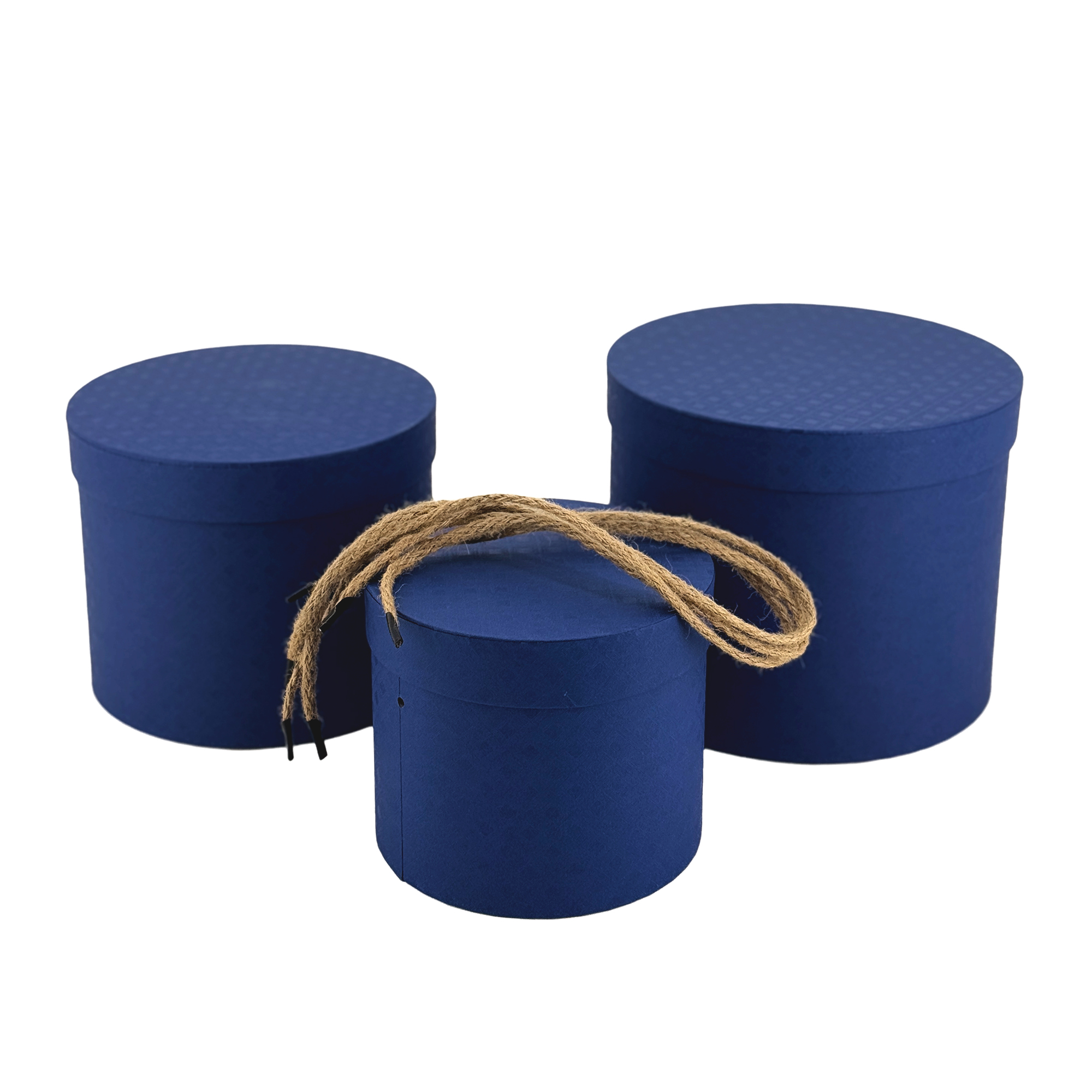 Коробка шляпная, D20xH17 см, D17,5xH15 см, D14xH13 см, набор (3 шт) Темно-синий