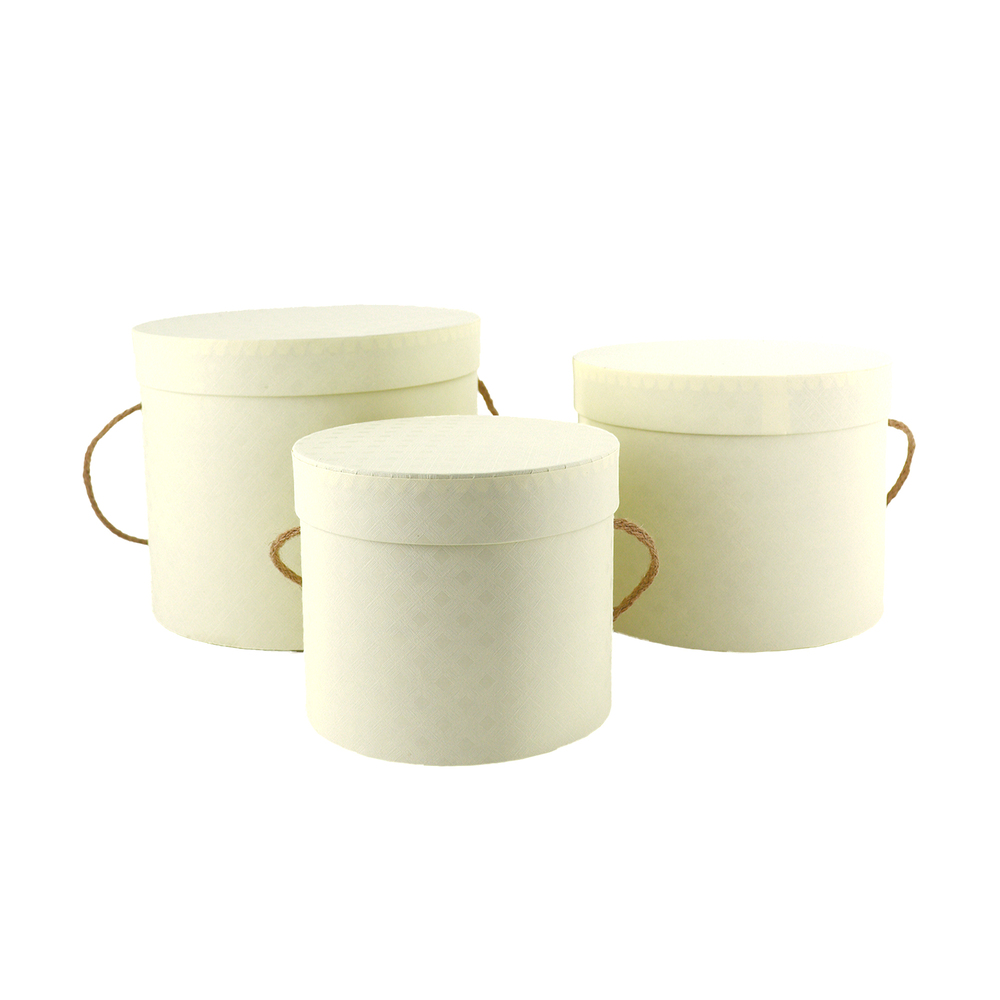 Коробка шляпная, D20xH17 см, D17,5xH15 см, D14xH13 см, набор (3 шт) Бежевый