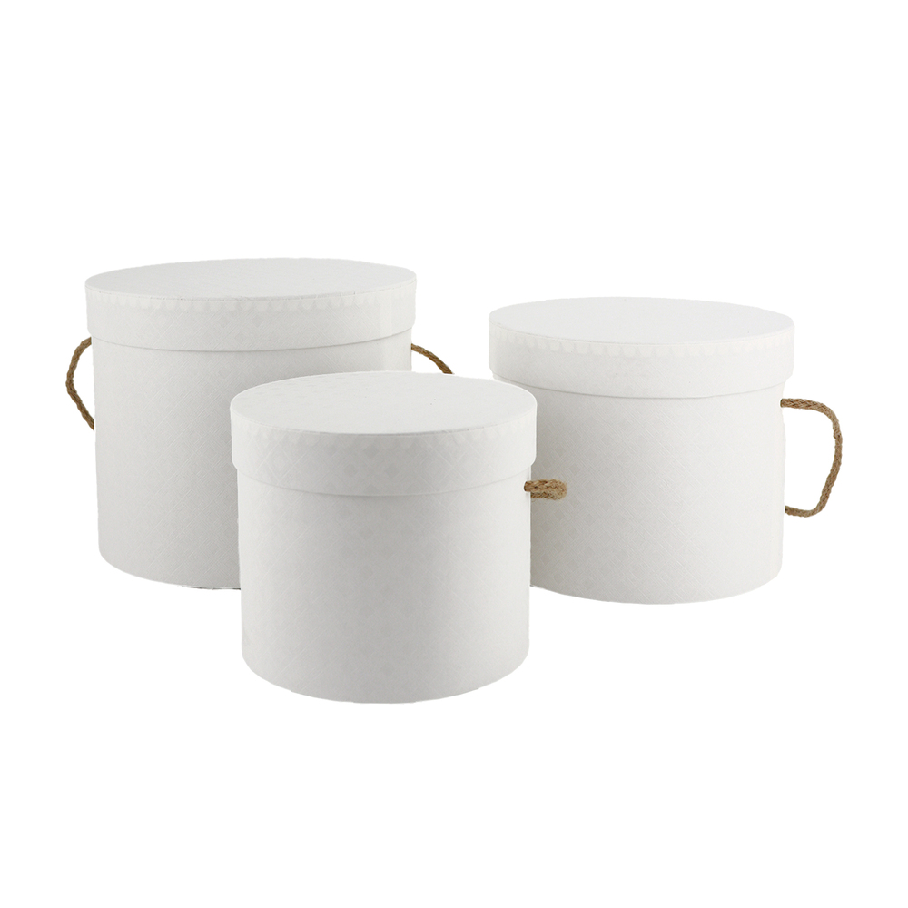 Коробка шляпная, D20xH17 см, D17,5xH15 см, D14xH13 см, набор (3 шт) Белый