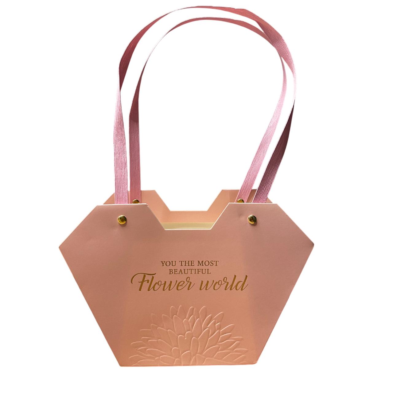 Сумка подарочная (картон), 23x9xH15 см Розовый