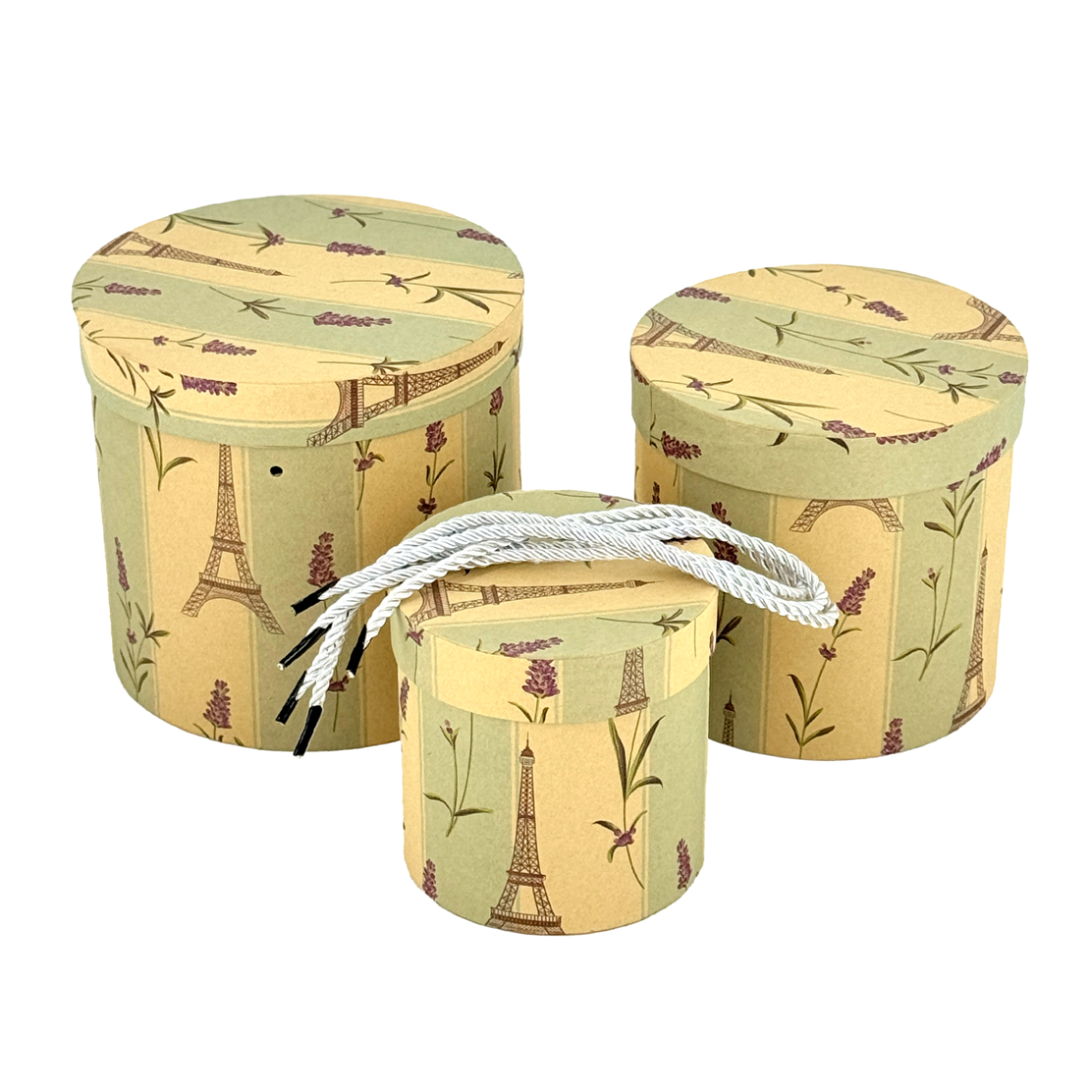 Коробка шляпная (крафт), D18,5xH17 см, D16,5xH15 см, D12хH12 см, набор (3 шт),с крышкой Коричневый