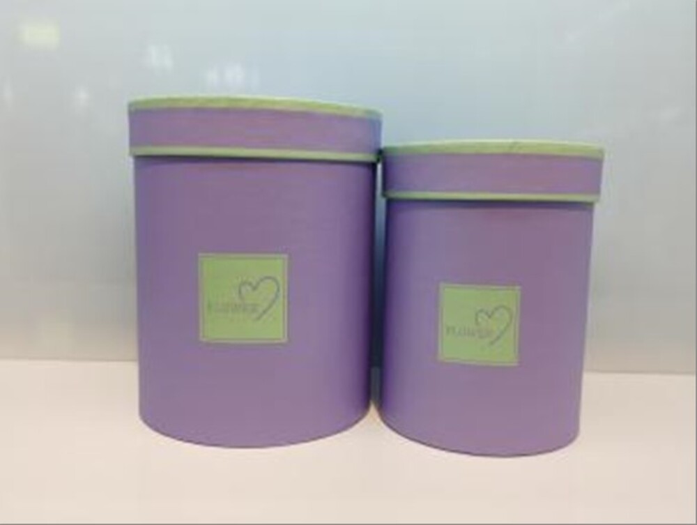 Коробка шляпная "Принт", D14,5xH17,5 см, D12,5xH15,5 см, набор (2шт), с крышкой Сиреневый