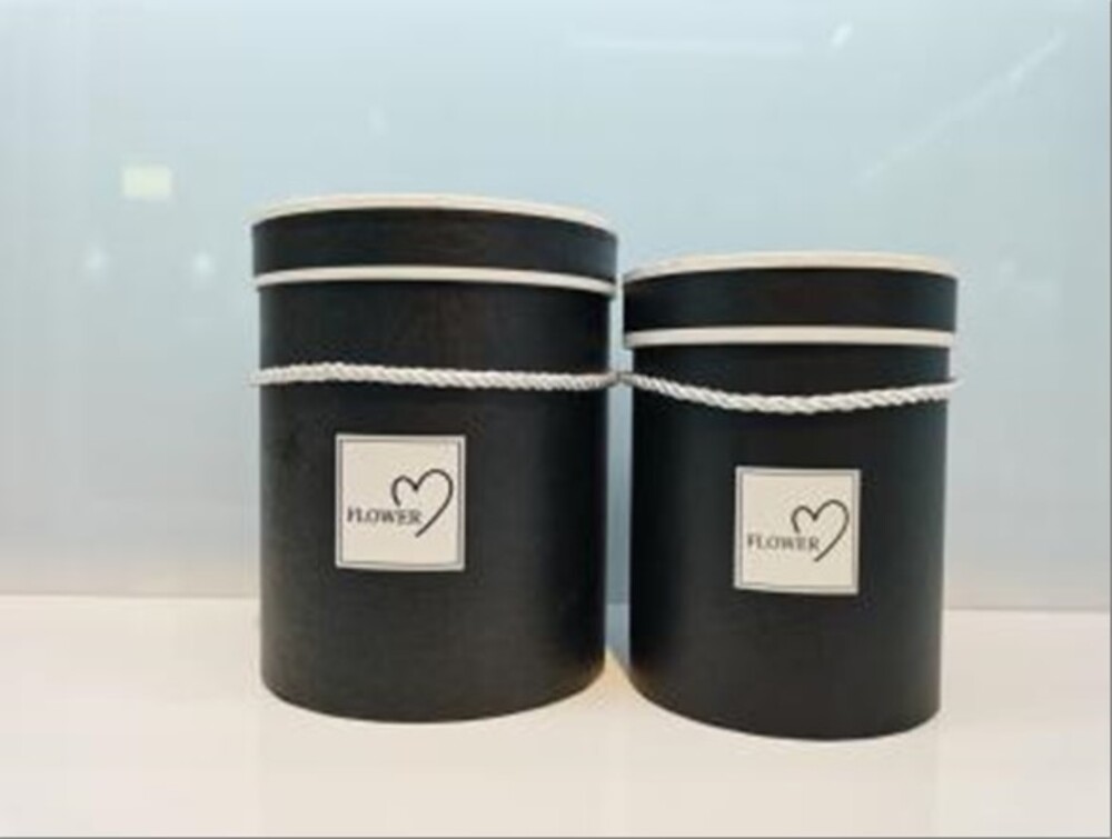 Коробка шляпная "Принт", D14,5xH17,5 см, D12,5xH15,5 см, набор (2шт), с крышкой Черный