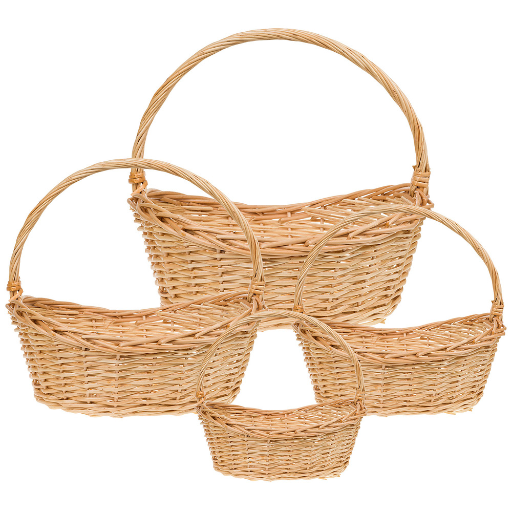 Корзина плетеная (ива), 52x39xH19/46 см - 32x21xH12/32 см, набор (4 шт) Натуральный