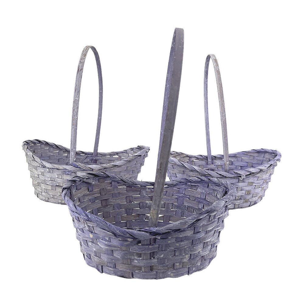 Корзина плетеная (бамбук), 33x24xH13/42 см - 26x19xH10,5/34 см, набор (3 шт) Фиолетовый