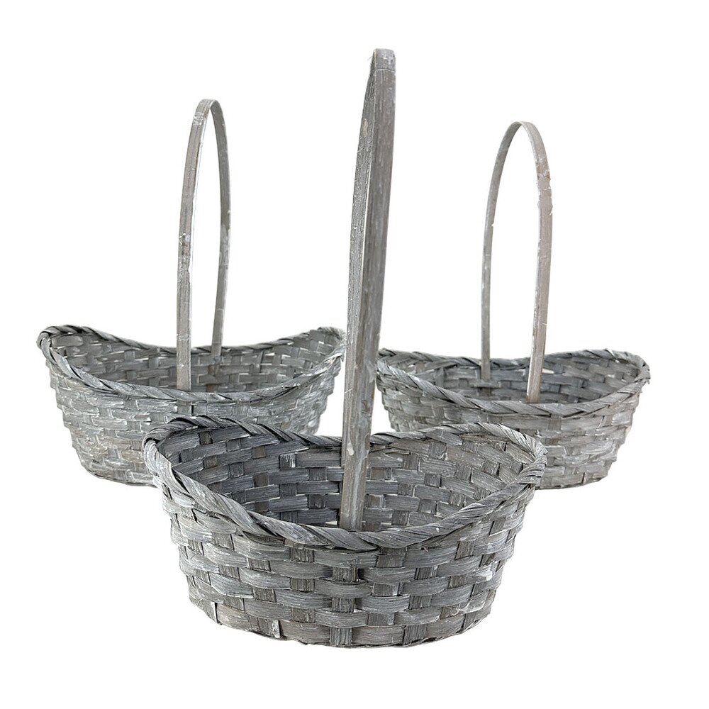 Корзина плетеная (бамбук), 33x24xH13/42 см - 26x19xH10,5/34 см, набор (3 шт) Серый