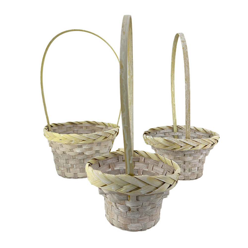 Корзина плетеная "Кант" (бамбук), D21xH12/35 см - D16xH10/31 см, набор (3 шт) Желтый