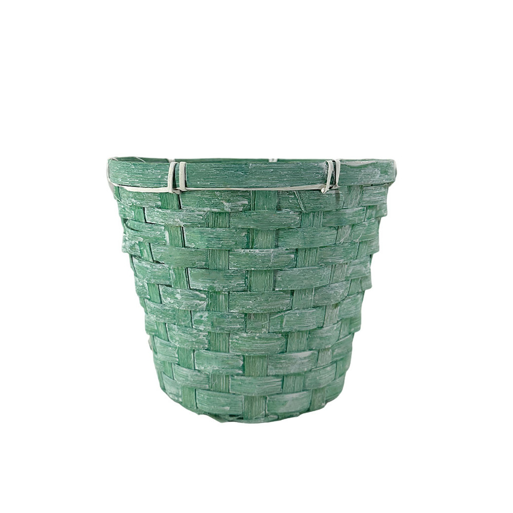 Корзина плетеная (бамбук), D18xH15 см Зеленый