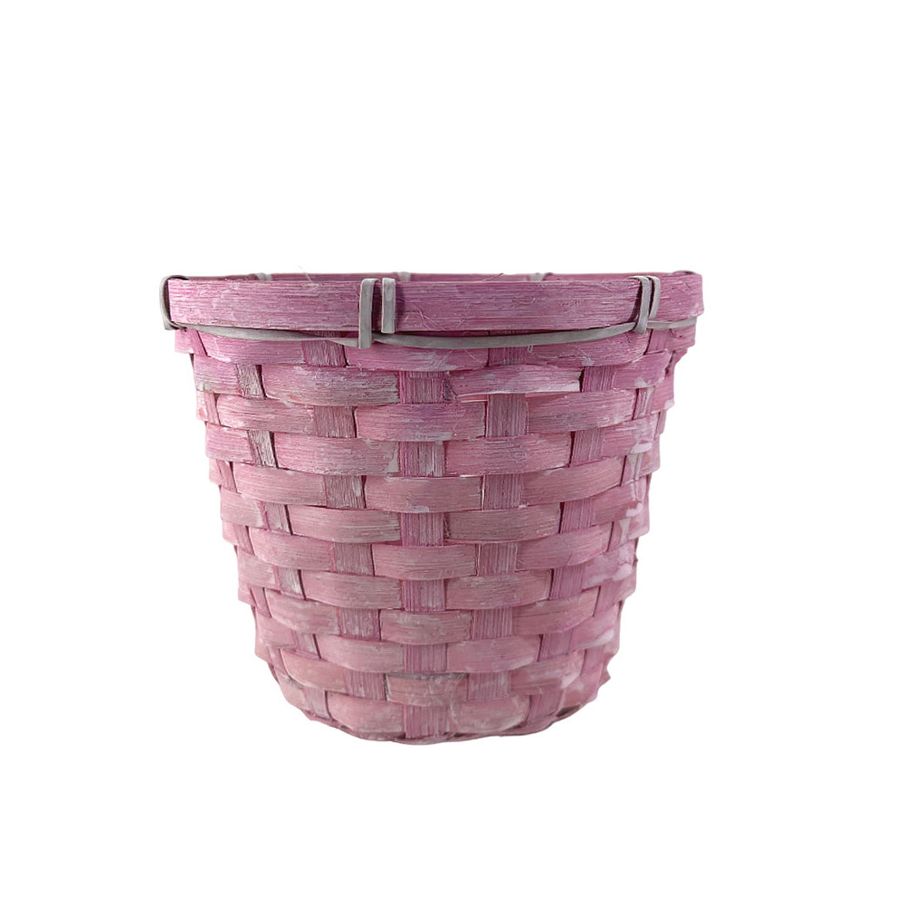 Корзина плетеная (бамбук), D18xH15 см Розовый