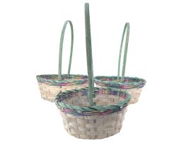 Корзина плетеная "Кант" (бамбук), 27x21xH10/38 см - 22x18xH10/34 см, набор (3 шт) Зеленый