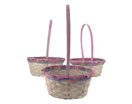 Корзина плетеная "Кант" (бамбук), 27x21xH10/38 см - 22x18xH10/34 см, набор (3 шт) Красный