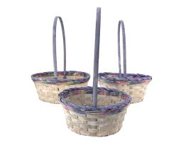 Корзина плетеная "Кант" (бамбук), 27x21xH10/38 см - 22x18xH10/34 см, набор (3 шт) Фиолетовый