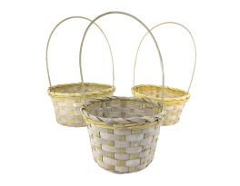 Корзина плетеная "Кант" (бамбук), D21xH10/34 см - D17xH9/30 см, набор (3 шт) Желтый