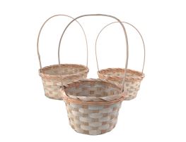 Корзина плетеная "Кант" (бамбук), D21xH10/34 см - D17xH9/30 см, набор (3 шт) Оранжевый