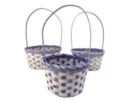 Корзина плетеная "Кант" (бамбук), D21xH10/34 см - D17xH9/30 см, набор (3 шт) Фиолетовый