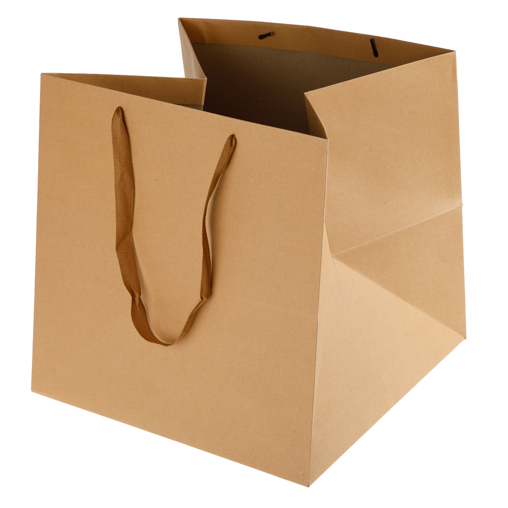 Сумка подарочная (бумага), 35х35хН35 см, набор (12 шт) Натуральный