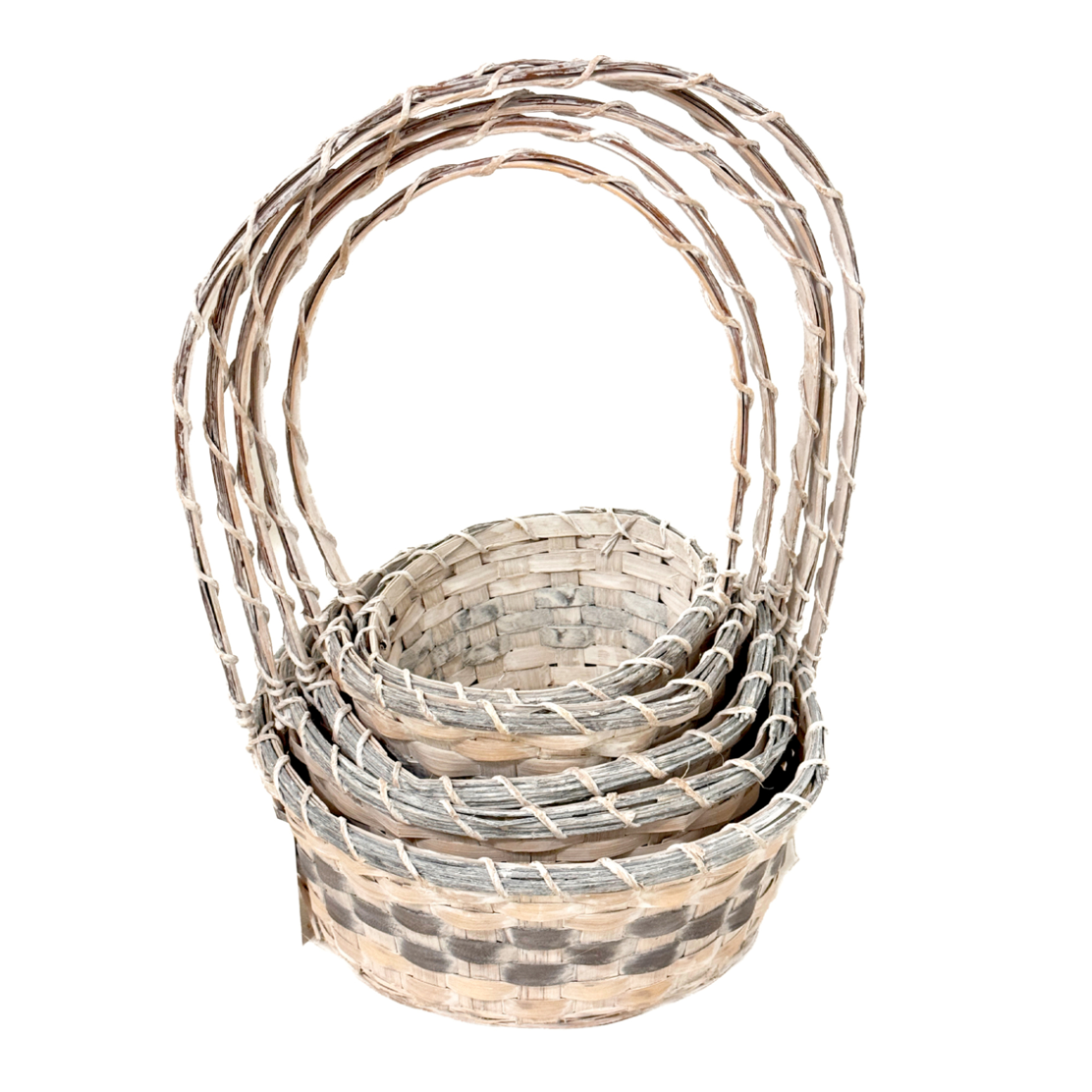 Корзина плетеная "Кант" (бамбук), D17xH9/30 см - D26xH11/37 см, набор (5 шт) Белый