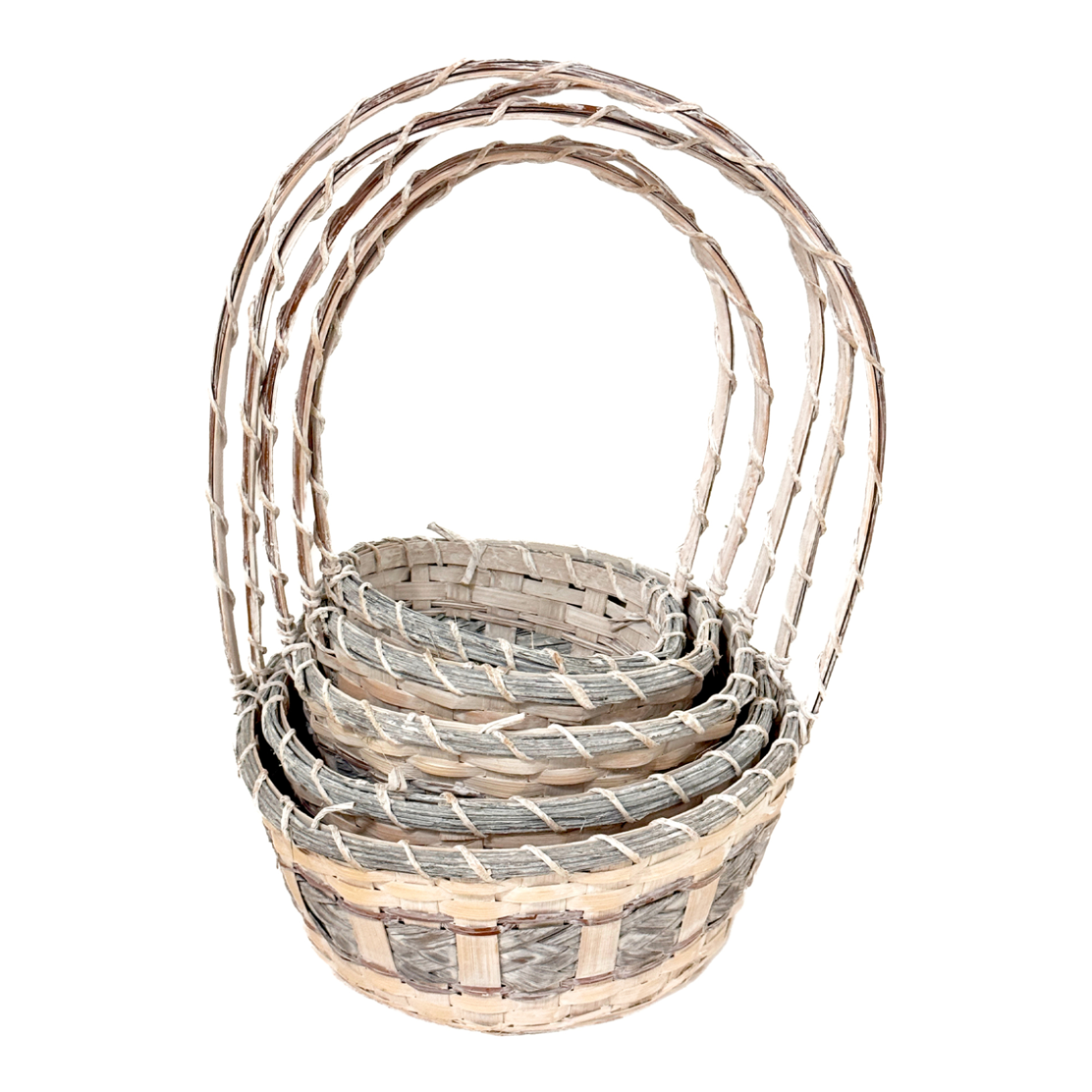 Корзина плетеная "Кант" (бамбук), D17xH9/30 см - D26xH11/37 см, набор (5 шт) Белый