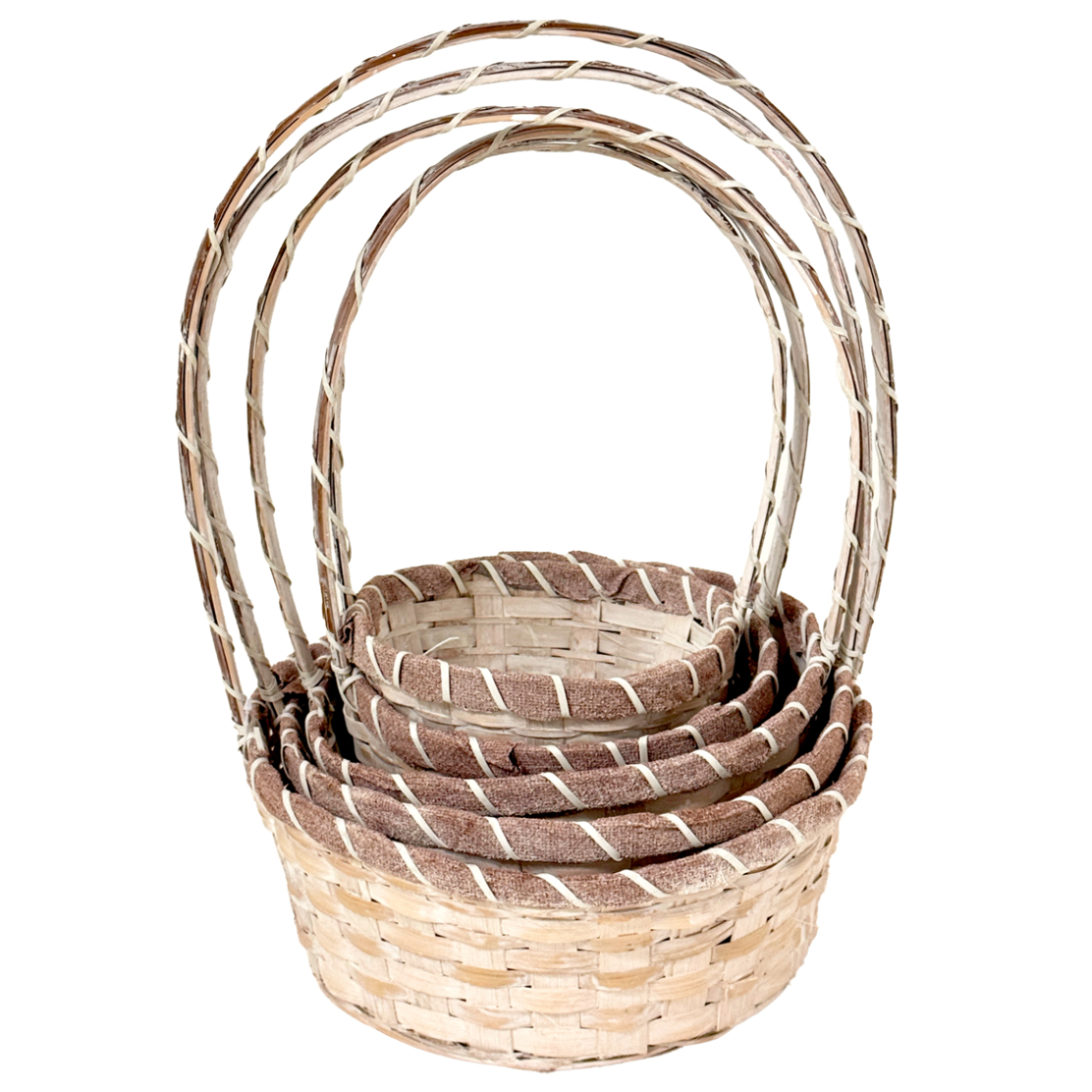 Корзина плетеная "Кант" (бамбук), D26xH11/37 см - D17xH9/30 см, набор (5 шт) Белый