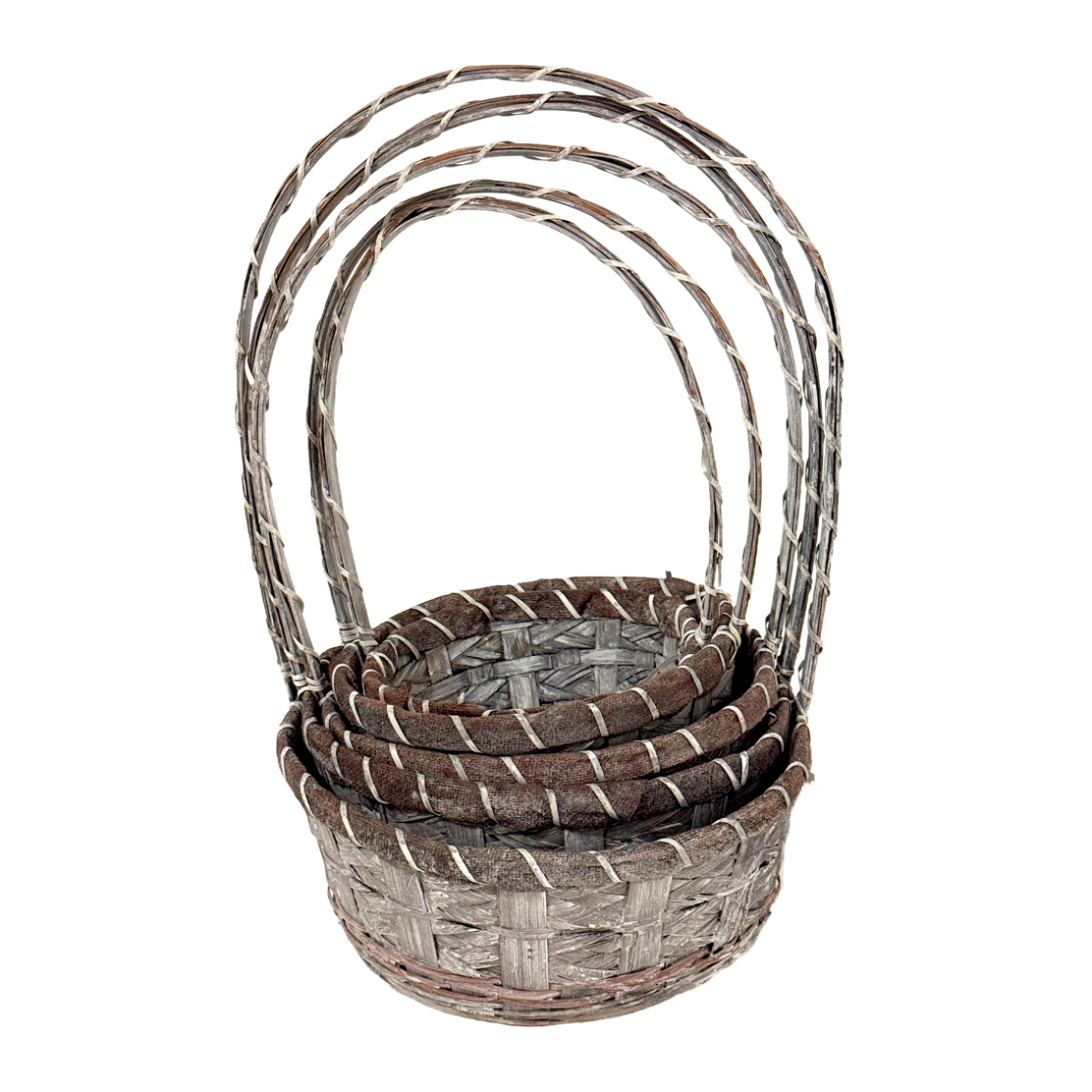 Корзина плетеная "Кант" (бамбук), D17xH9/30 см - D26xH11/37 см, набор (5 шт) Серый