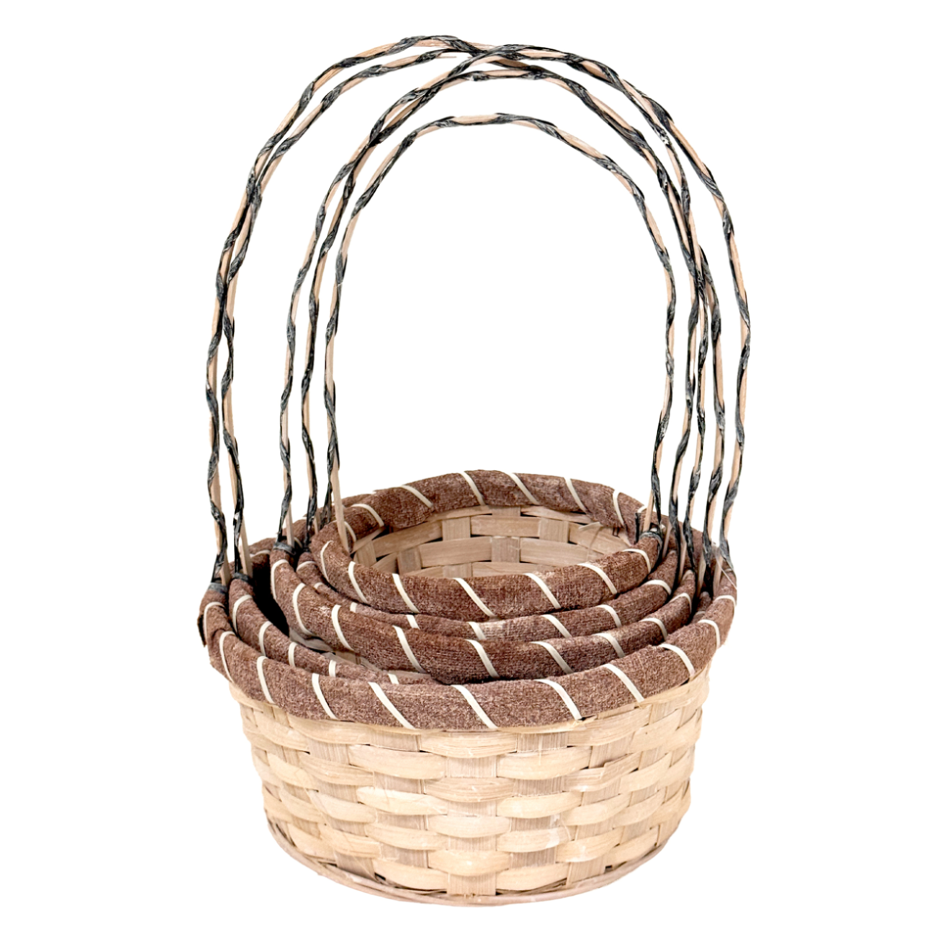 Корзина плетеная "Кант" (бамбук), D26xH11/37 см - D17xH9/30 см, набор (5 шт) Белый