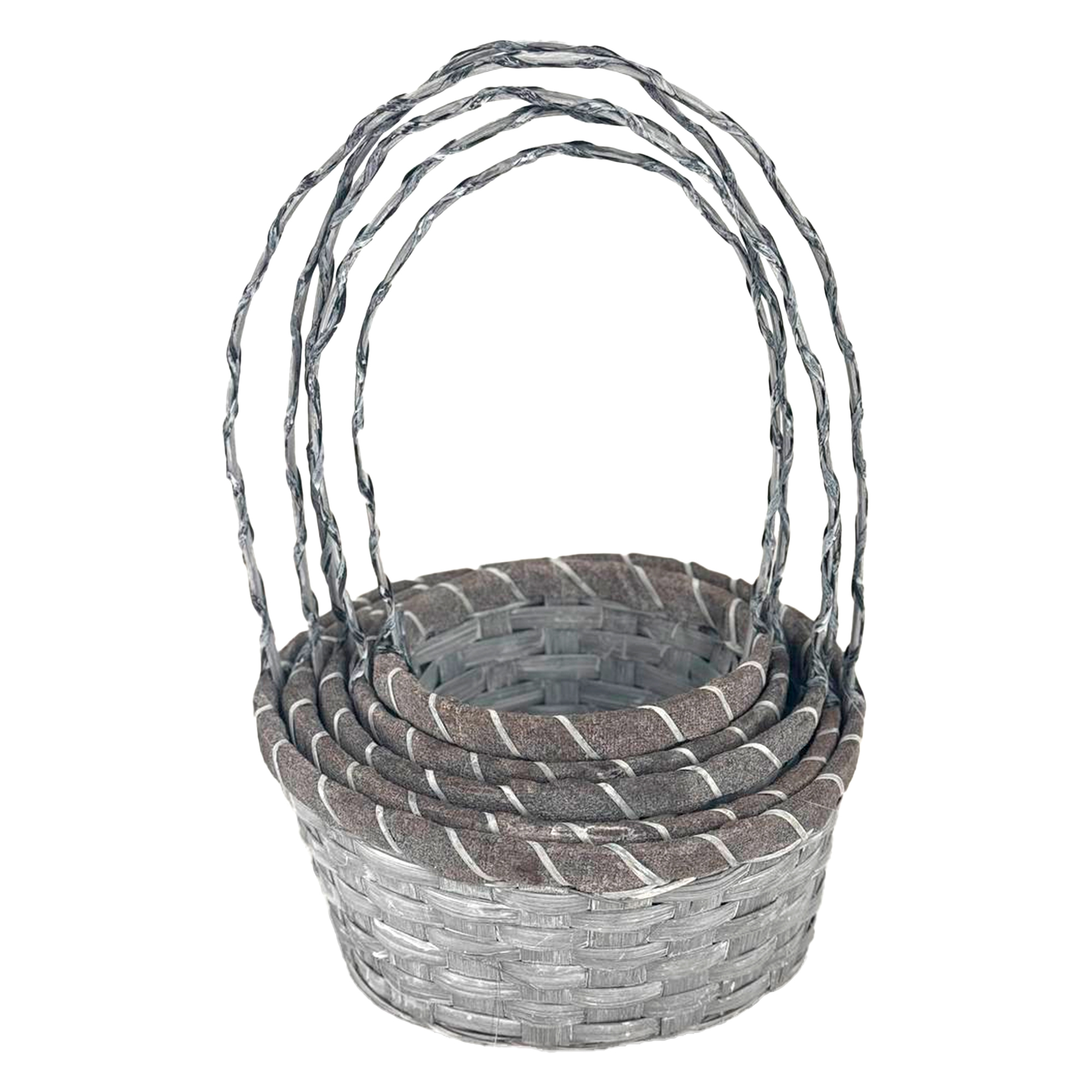 Корзина плетеная "Кант" (бамбук), D17xH9/30 см - D26xH11/37 см, набор (5 шт) Серый