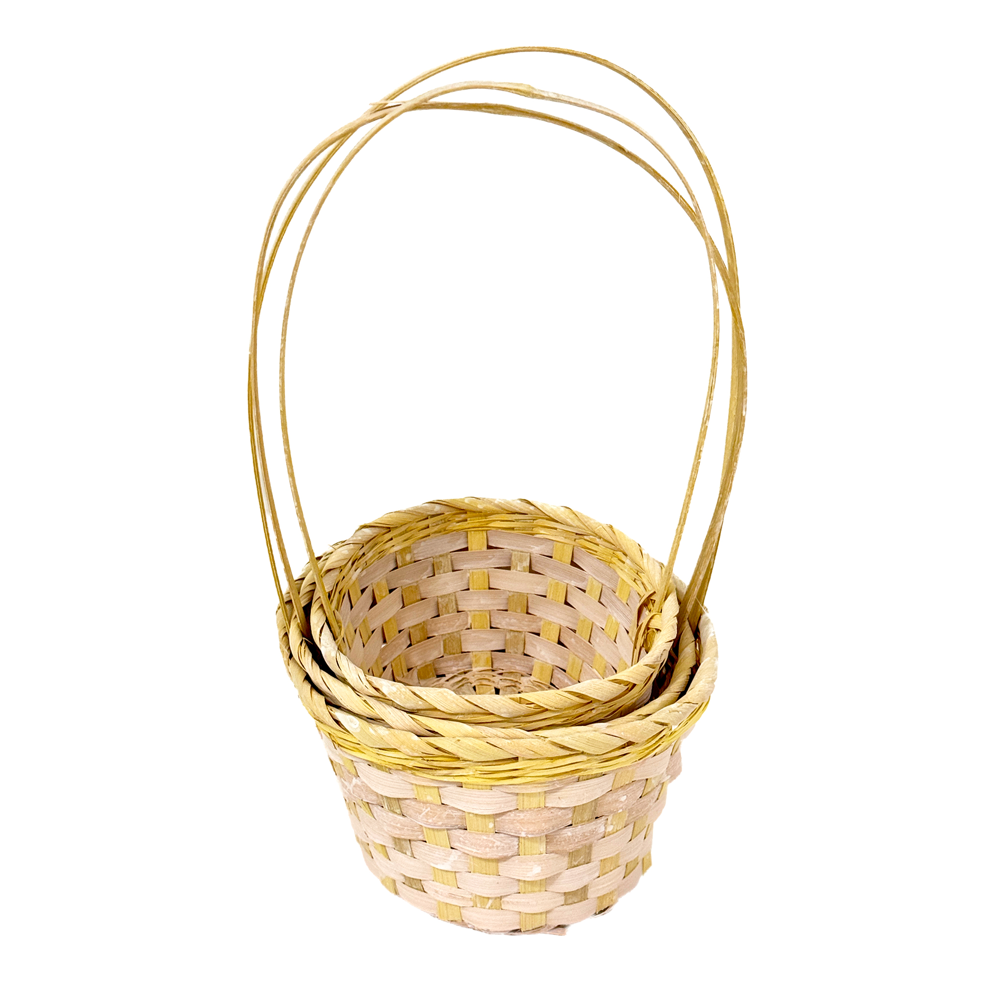 Корзина плетеная "Кант" (бамбук), 22x18xH10/34 см - 27x21xH10/38 см, набор (3 шт) Желтый