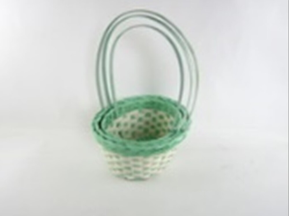 Корзина плетеная "Кант" (бамбук), 22x18xH10/34 см - 27x21xH10/38 см, набор (3 шт) Зеленый