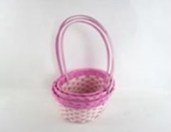 Корзина плетеная "Кант" (бамбук), 27x21xH10/38 см - 22x18xH10/34 см, набор (3 шт) Розовый