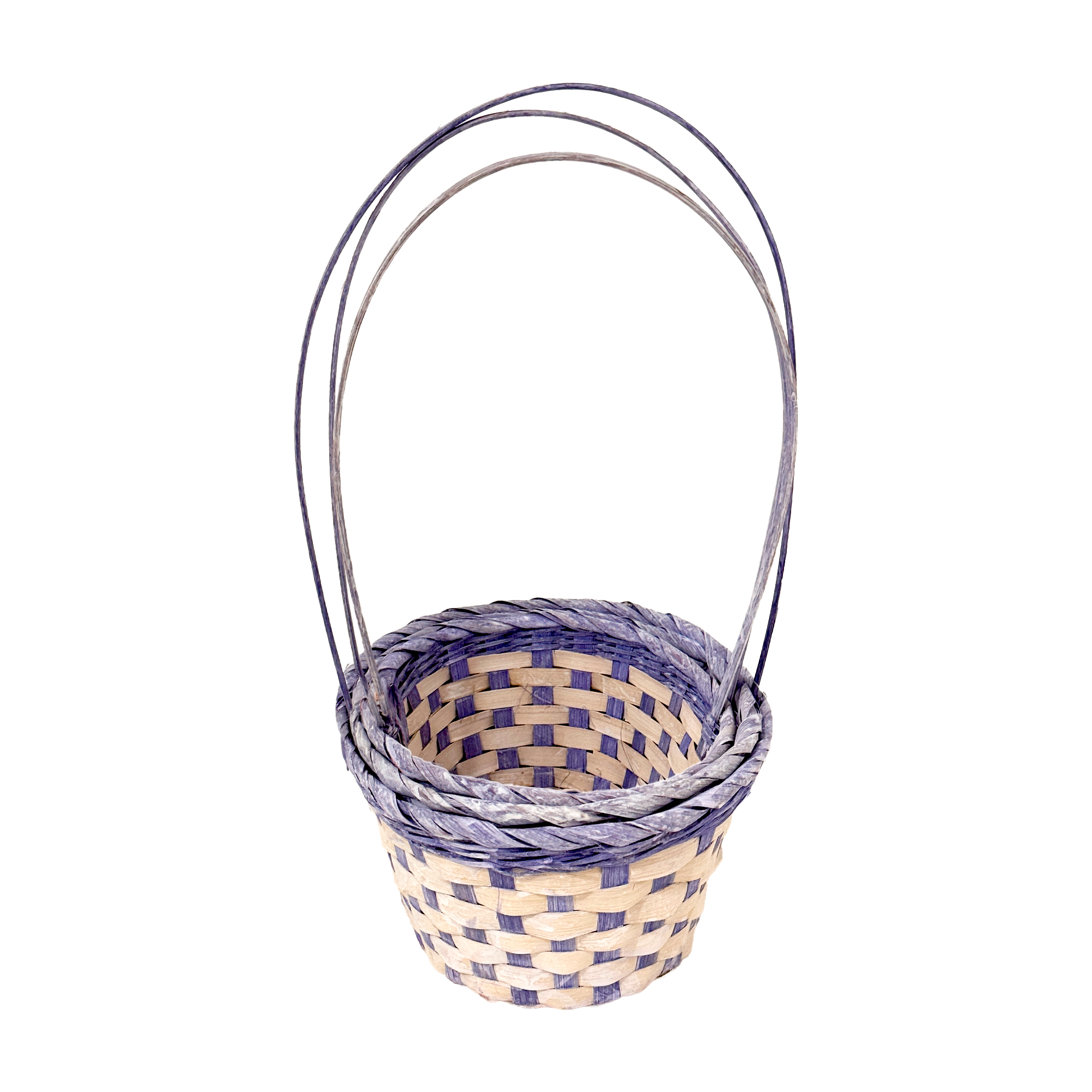 Корзина плетеная "Кант" (бамбук), 22x18xH10/34 см - 27x21xH10/38 см, набор (3 шт) Фиолетовый