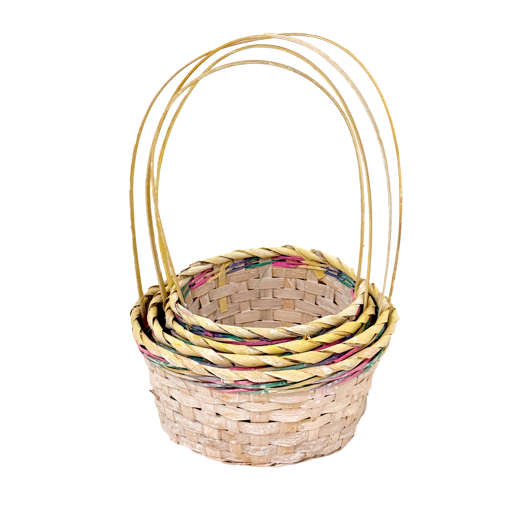 Корзина плетеная "Кант" (бамбук), D17xH9/30 см - D24xH11/35 см, набор (4 шт) Желтый