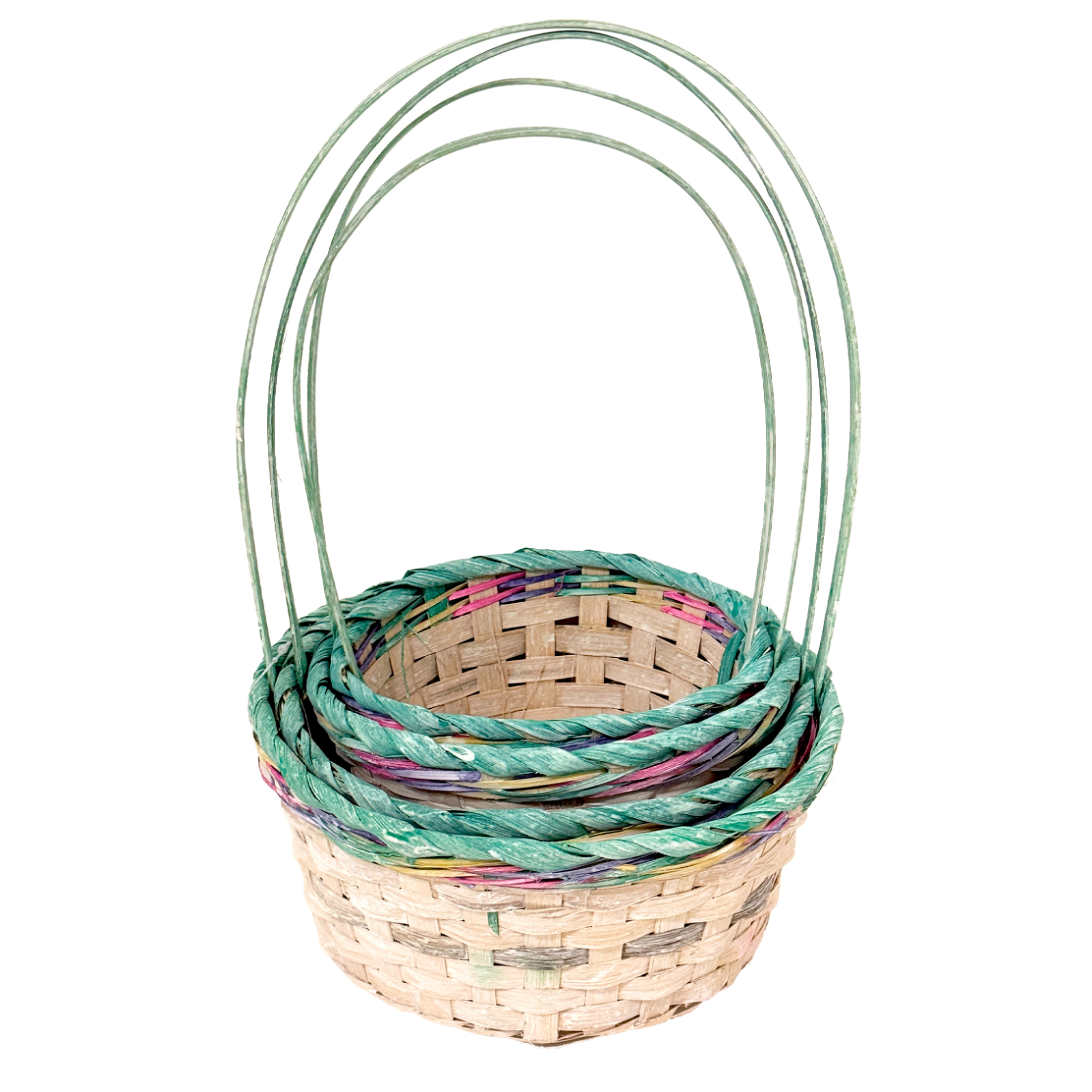 Корзина плетеная "Кант" (бамбук), D17xH9/30 см - D24xH11/35 см, набор (4 шт) Зеленый