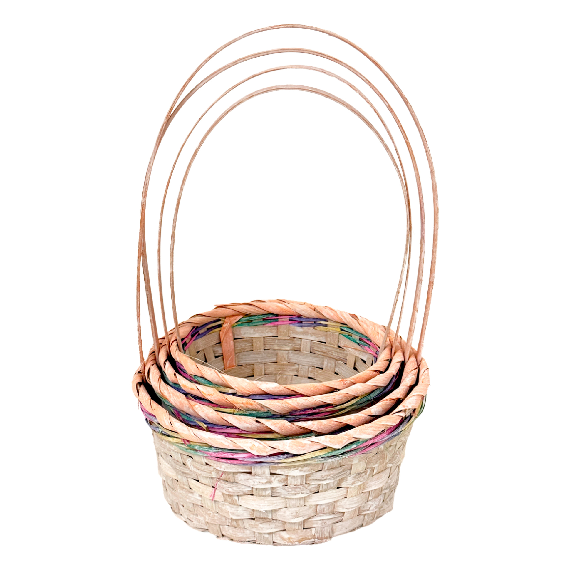 Корзина плетеная "Кант" (бамбук), D17xH9/30 см - D24xH11/35 см, набор (4 шт) Оранжевый