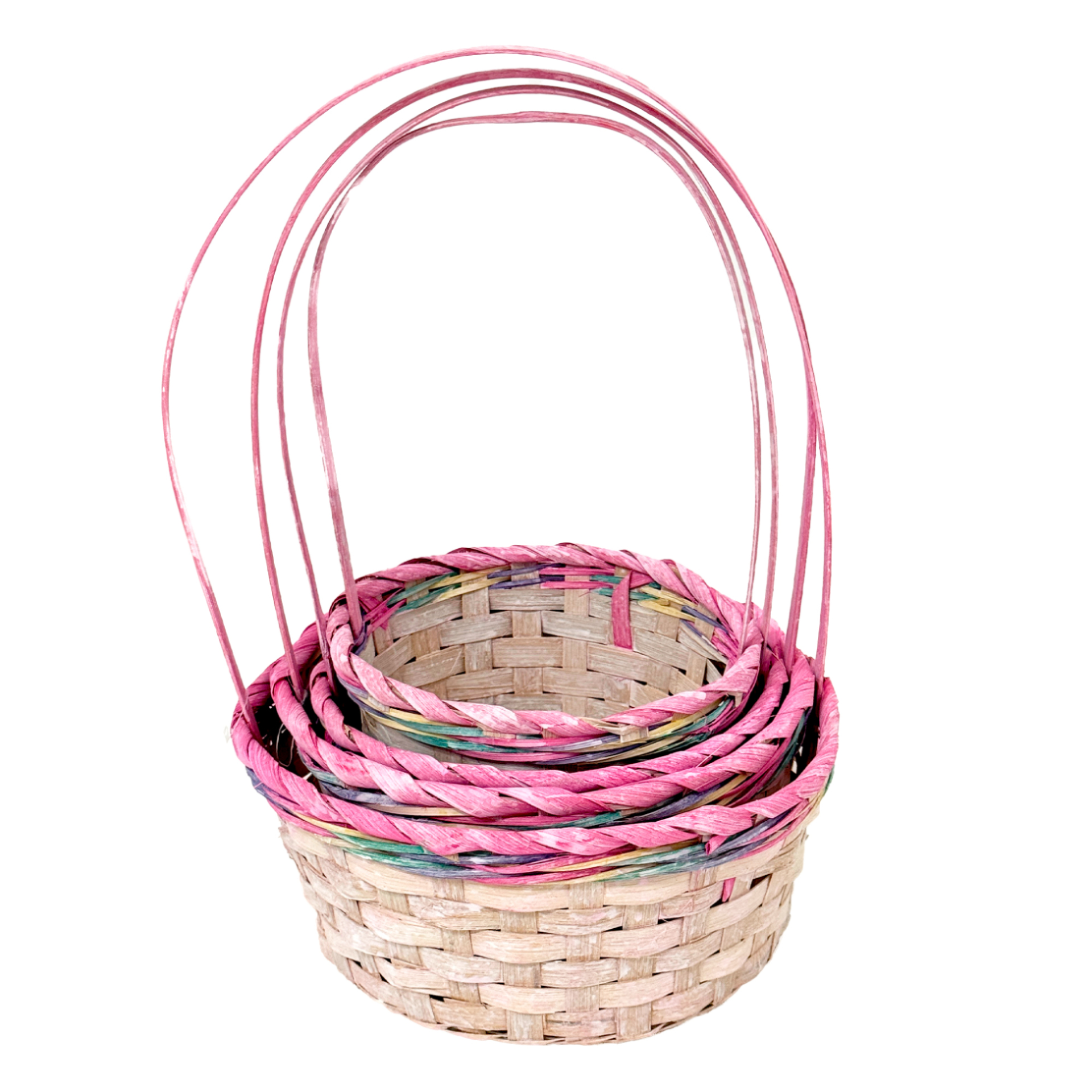 Корзина плетеная "Кант" (бамбук), D24xH11/35 см - D17xH9/30 см, набор (4 шт) Розовый