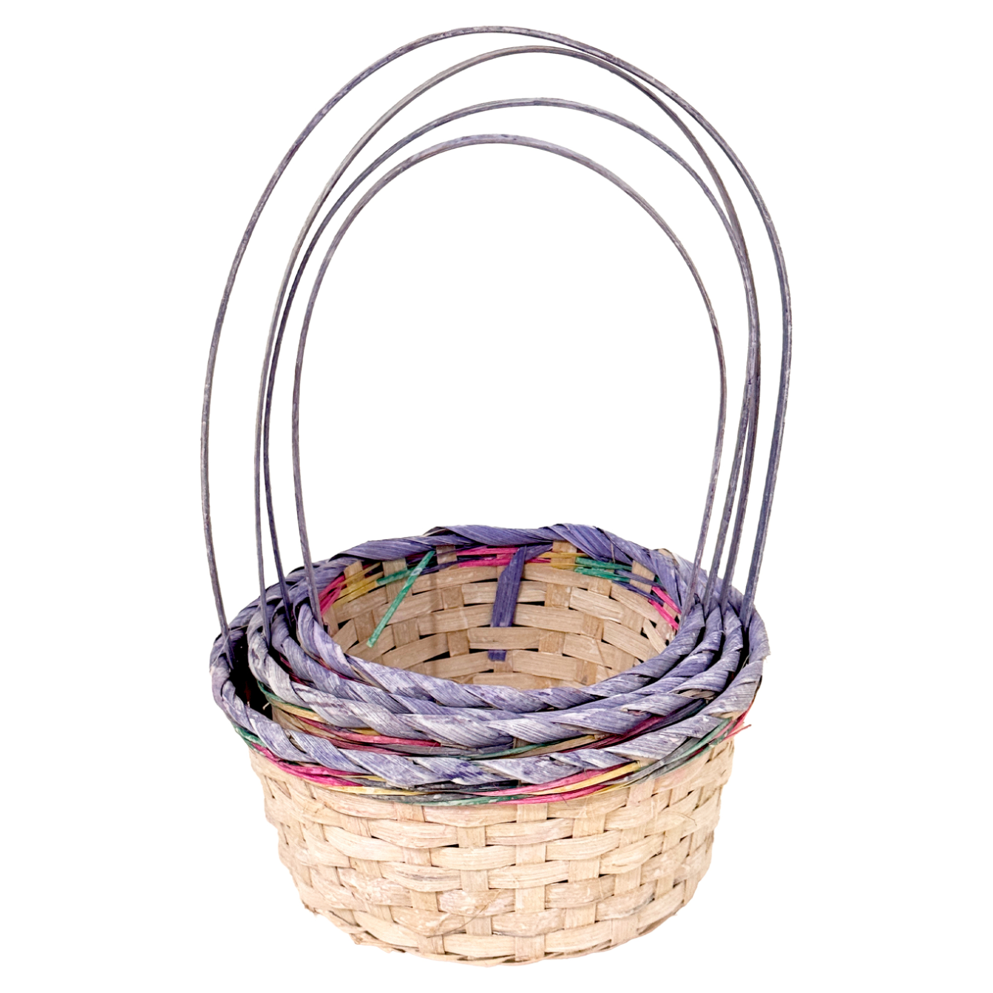 Корзина плетеная "Кант" (бамбук), D24xH11/35 см - D17xH9/30 см, набор (4 шт) Фиолетовый