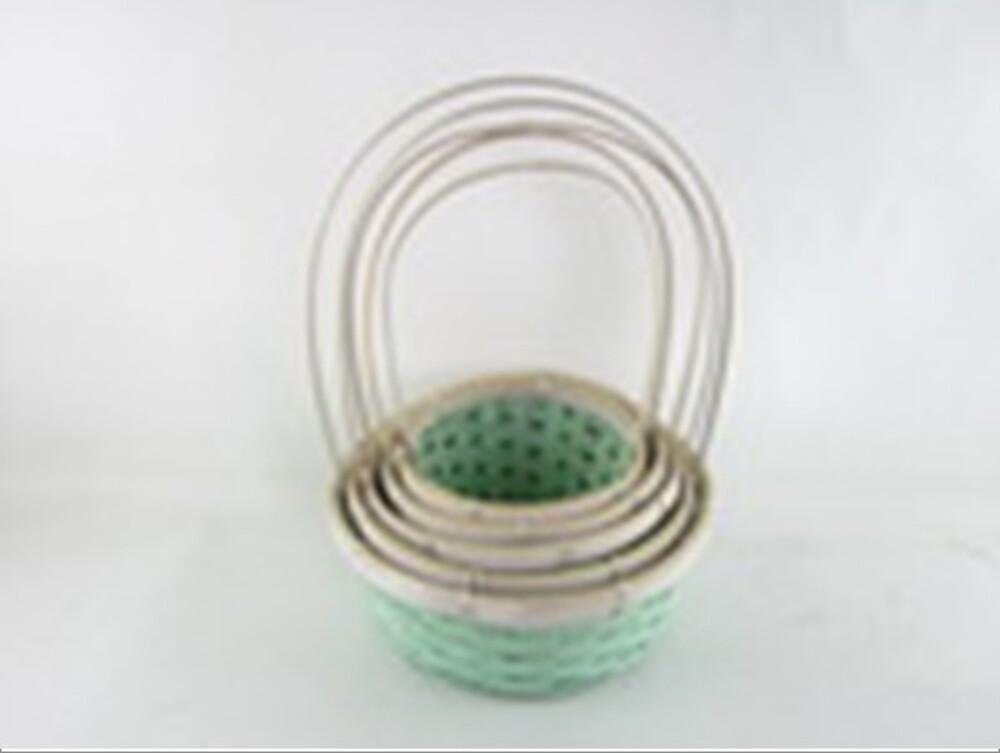 Корзина плетеная "Кант" (бамбук), D17xH9/30 см - D26xH11/37 см, набор (5 шт) Зеленый