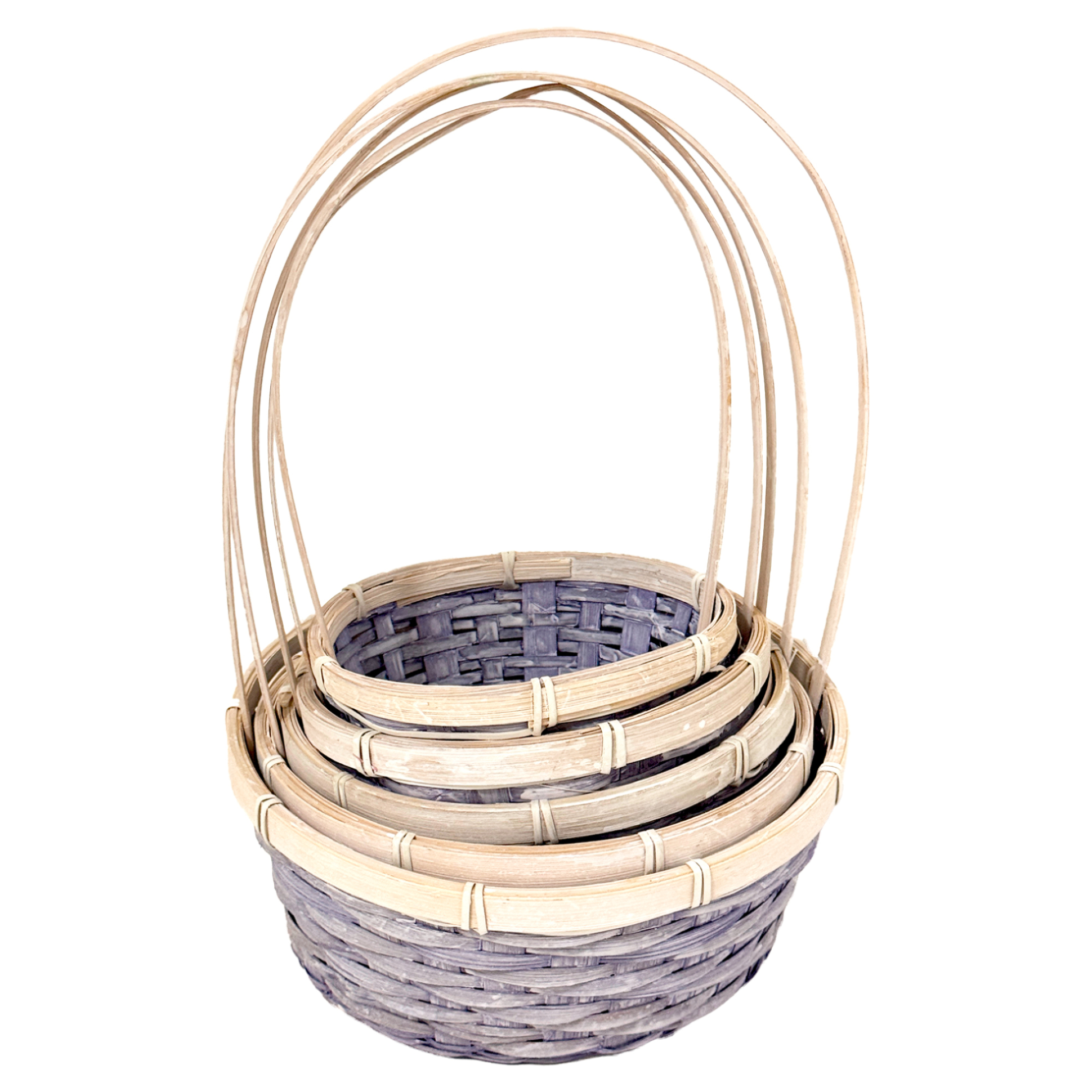 Корзина плетеная "Кант" (бамбук), D17xH9/30 см - D26xH11/37 см, набор (5 шт) Фиолетовый