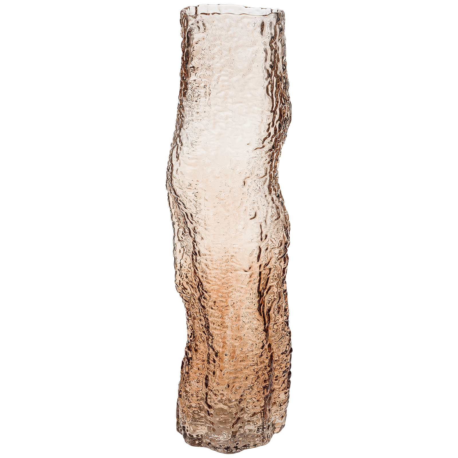 Ваза "Айсберг" (стекло), D10,5xH40 см, с декоративной текстурой Светло-коричневый