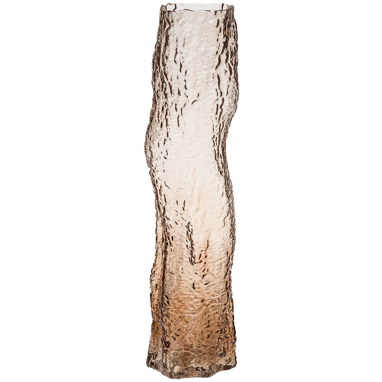 Ваза "Айсберг" (стекло), D12xH50 см, с декоративной текстурой Светло-коричневый