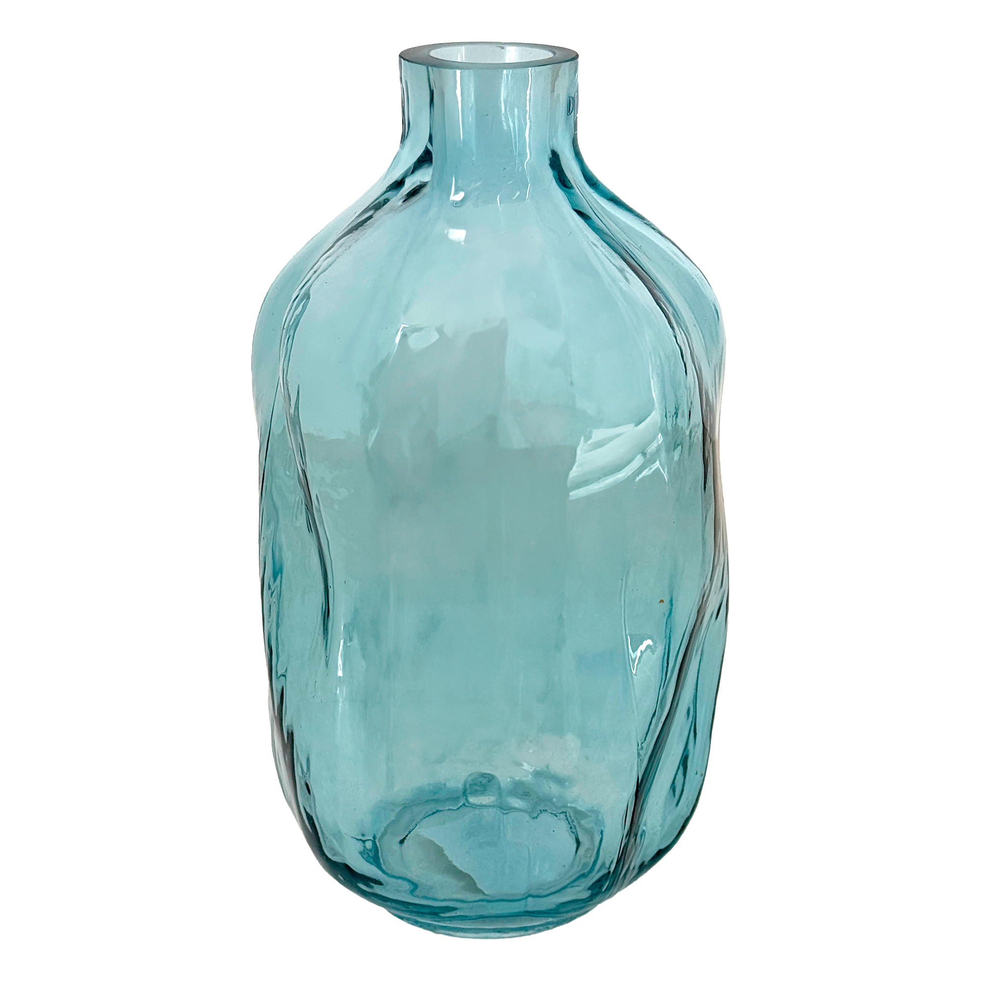 Ваза "Бутыль мятый" (стекло), D14xH27 см Голубой