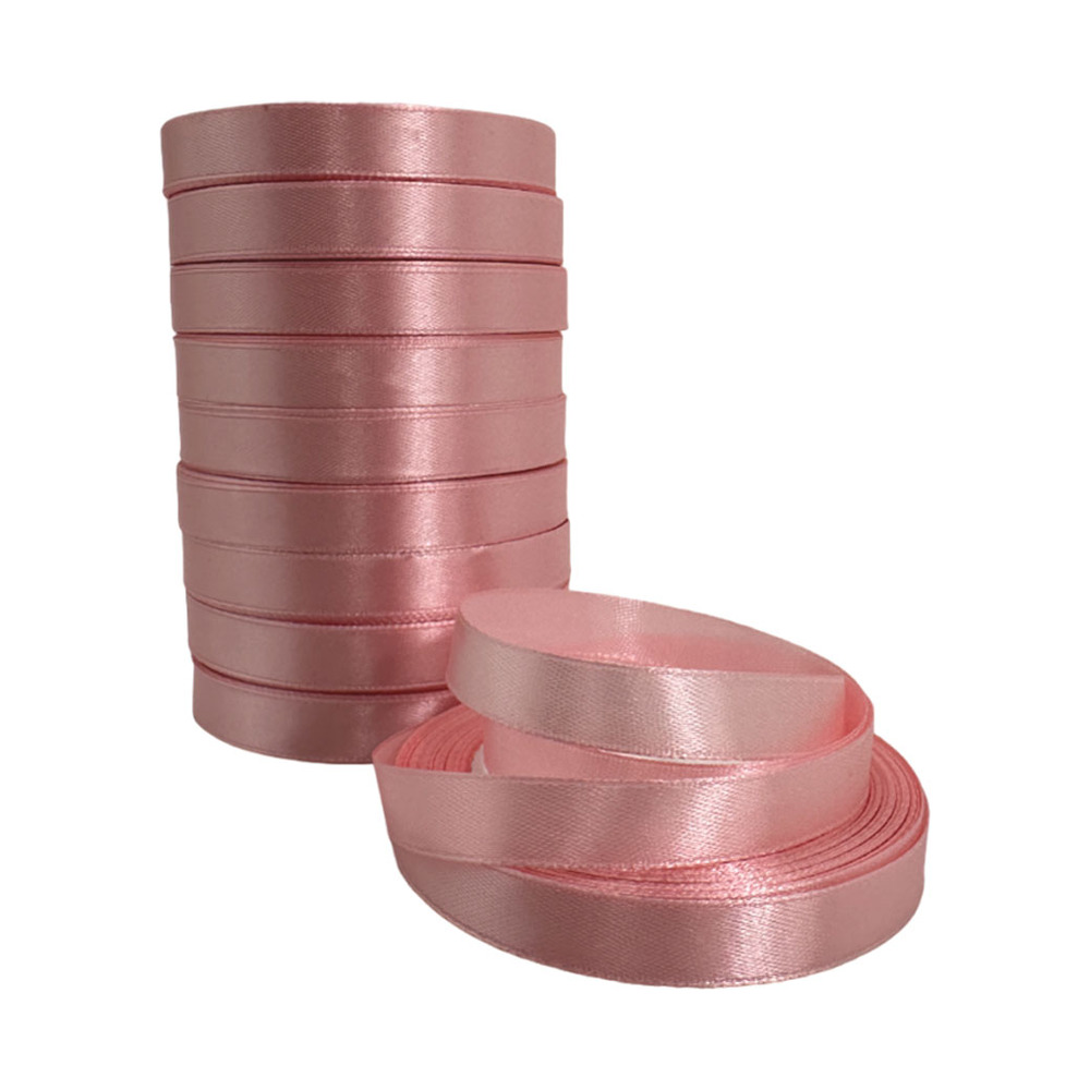 Лента атлас, 12 ммx25 ярд Персиковый-розовый