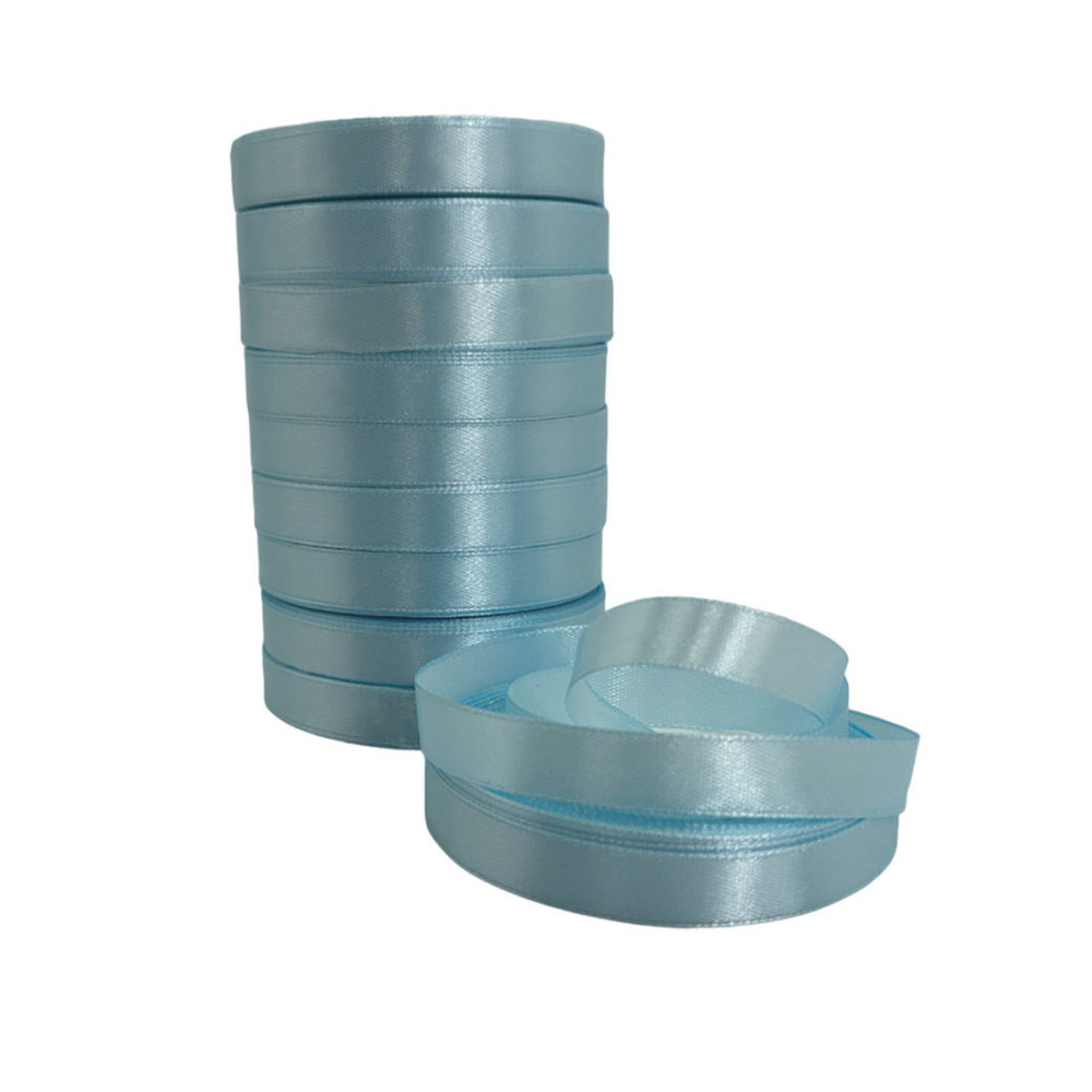 Лента атлас, 12 ммx25 ярд Бирюзовый-голубой
