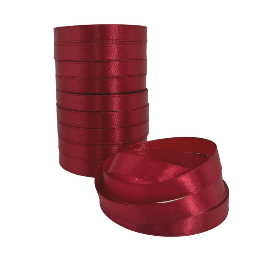 Лента атлас, 12 ммx25 ярд Винный