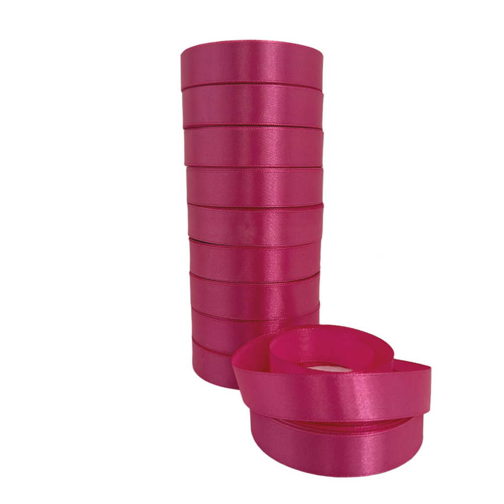 Лента атлас, 20 ммx25 ярд Фуксия